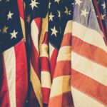 closeup photo of United States of America flag